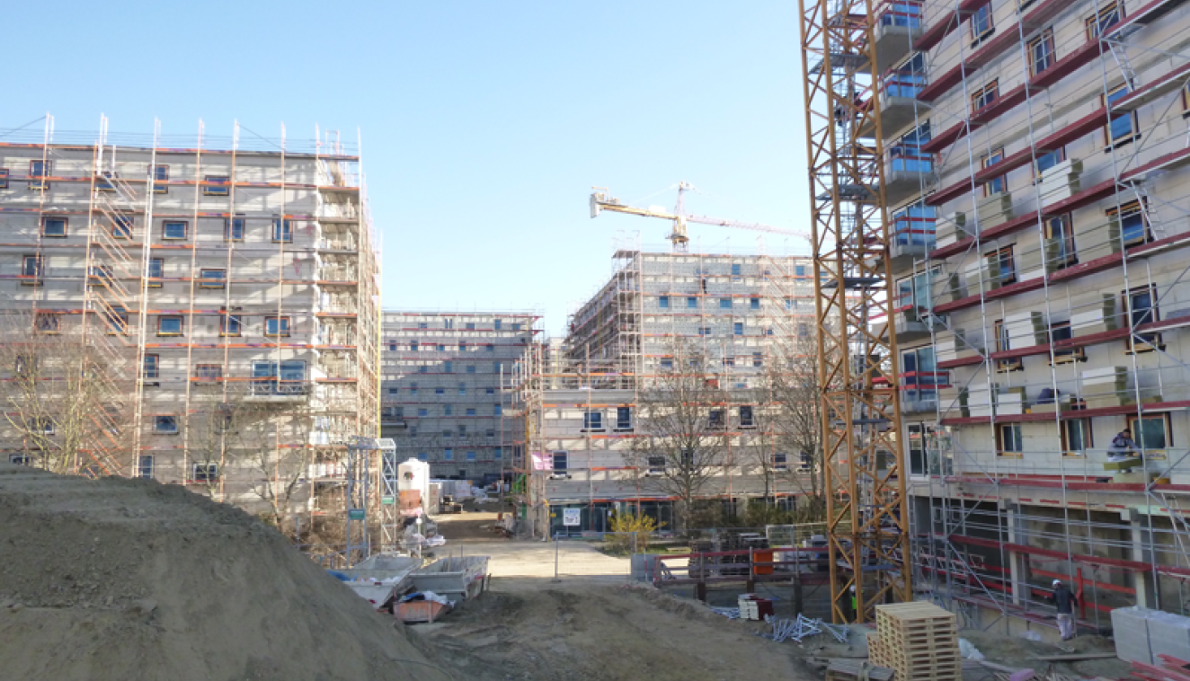 Errichtung von 7 Wohngebäuden Blick auf die Baustelle - Wohngebäude Karl Holtz Straße