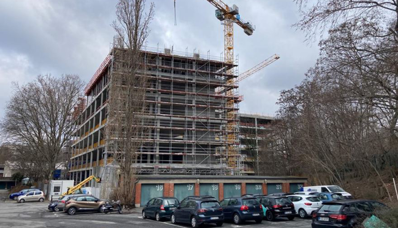 Blick auf die Baustelle - Bürogebäude Hallesches Ufer