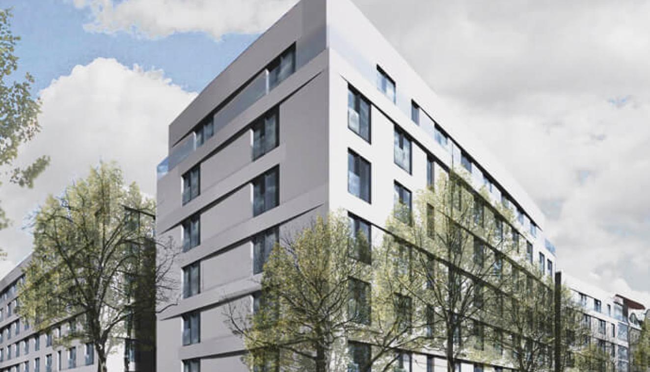 Visualisierung der Eckansicht - straßenseitig Visualisierung der Eckansicht - straßenseitig