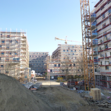 Errichtung von 7 Wohngebäuden Blick auf die Baustelle - Wohngebäude Karl Holtz Straße