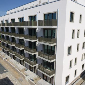 Neubau fünf Wohngebäude mit 134 Wohneinheiten, 5 KFZ-Stellplätzen, 134 Fahrradstellplätzen Blick auf die Baustelle - Wohngebäude Havelländer Ring